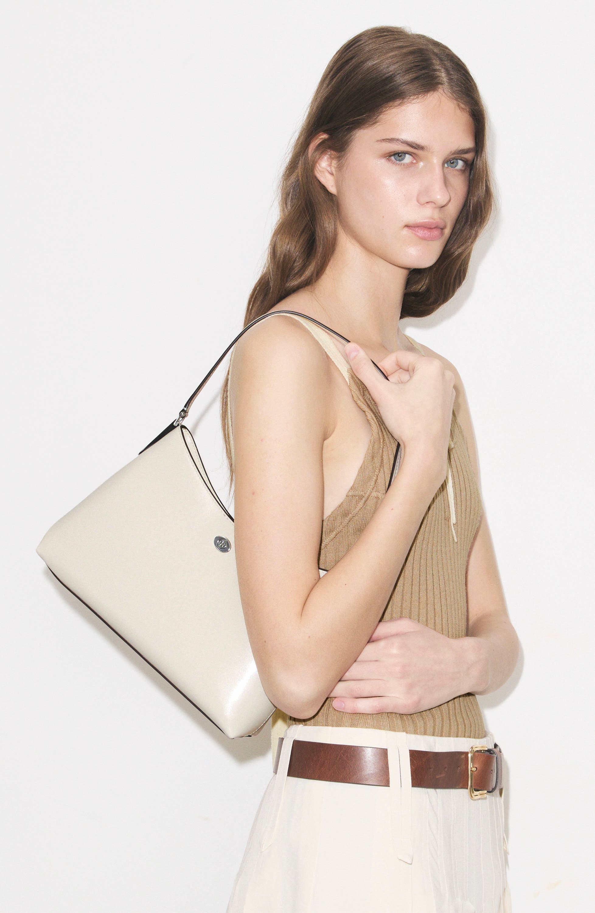 Small Robinson Leather Shoulder Bag, Alternate, color, LIGHT CREAM