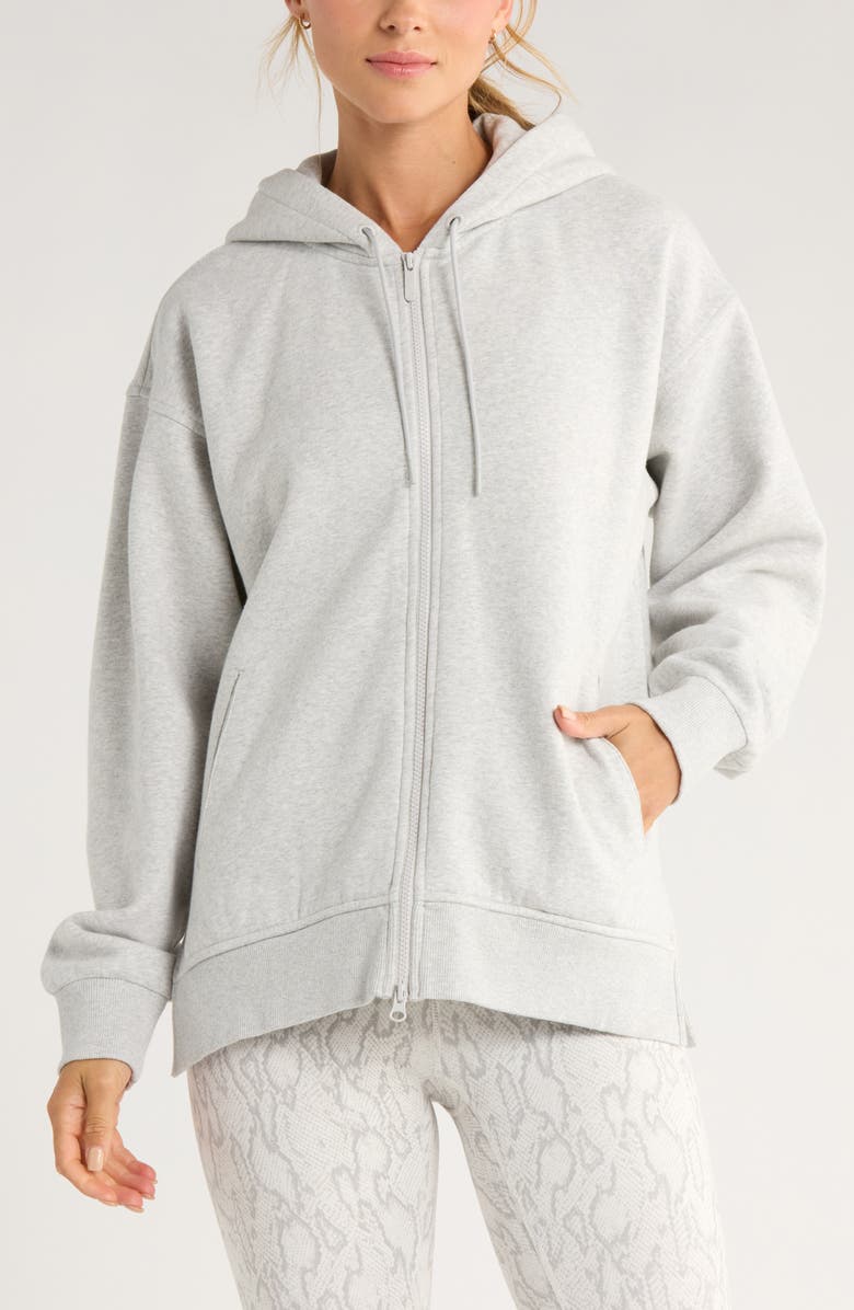 Zella Ultracozy Cloud Fleece Full Zip Hoodie, Alternate, color, Grey Light Heather