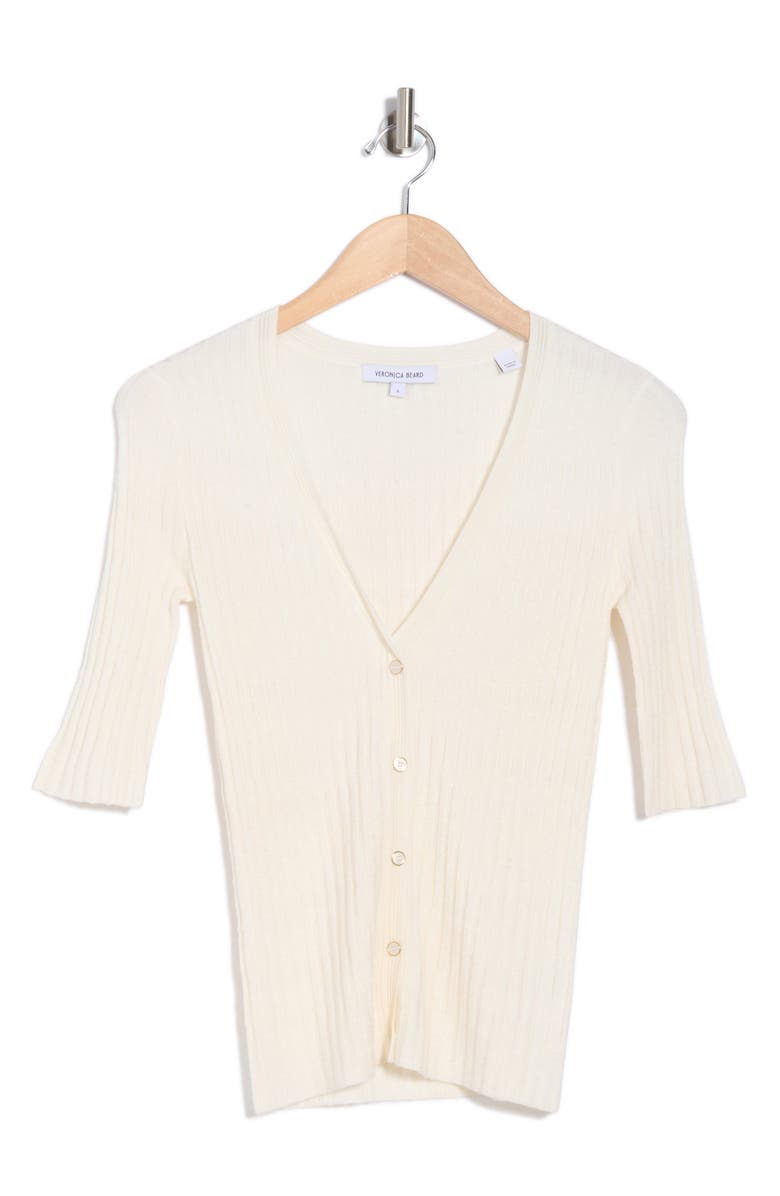 Veronica Beard Calliope Elbow Sleeve Cardigan, Alternate, color, Off White