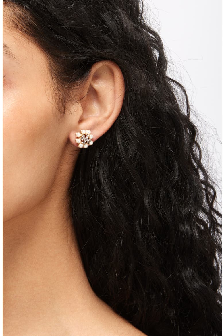 Kira Imitation Pearl Stud Earrings, Alternate, color, TORY GOLD / PEARL / CRYSTAL