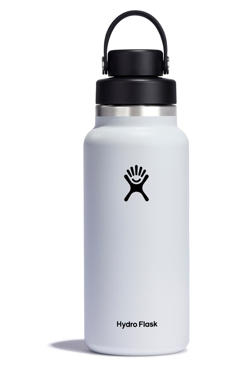 Hydro Flask 32-Ounce Wide Mouth Water Bottle with Flex Chug Cap, Main, color, White