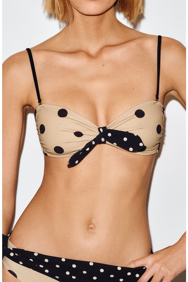 Zahara Knot Bandeau Bikini Top, Main, color, DUNE LUNA DOTS