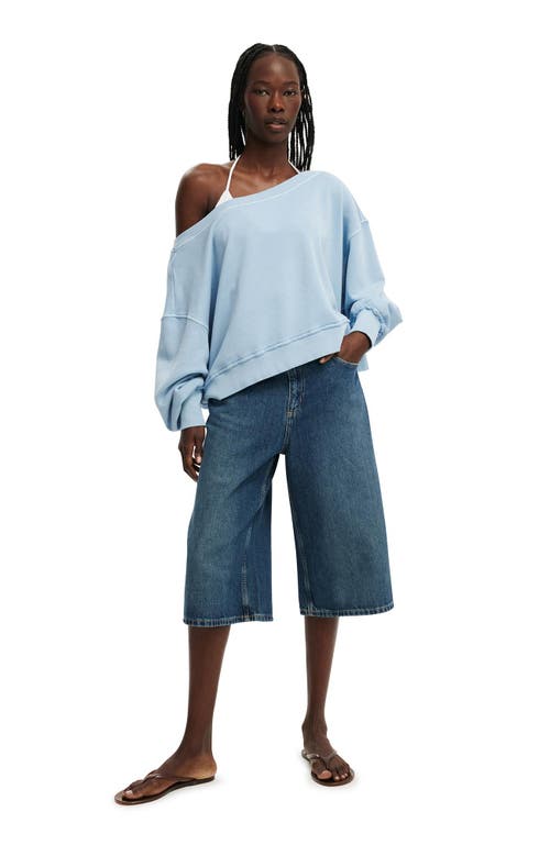 Cotton On Off Shoulder Sweatshirt In Blue