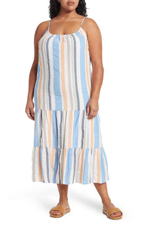 Out East Stripe Sleeveless Dress (Plus Size)
