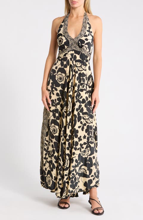 Printed Maxi Halter Dress