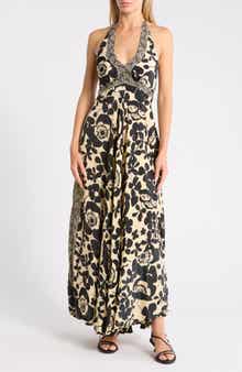 La Fiorentina Printed Maxi Halter Dress