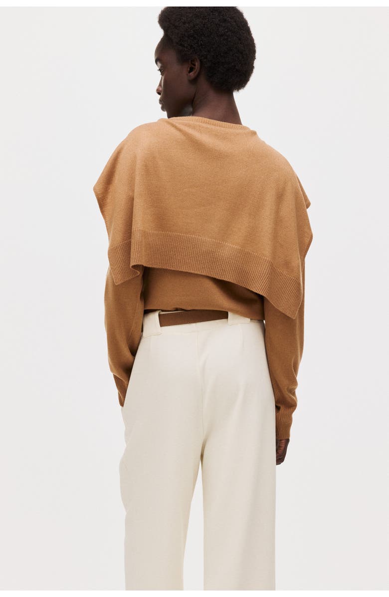 H&M Belted ponte pants, Alternate, color, Cream