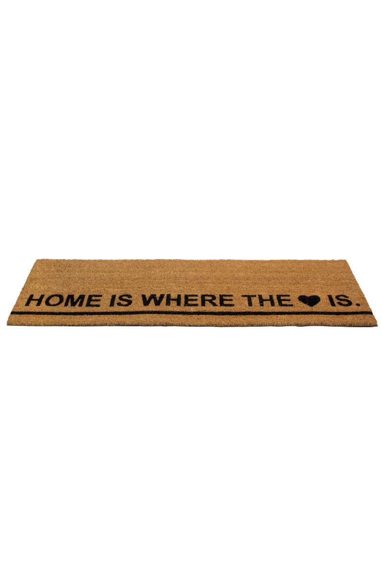 Northlight Natural Coir Outdoor Rectangular "Home Is Where the Heart Is" Doormat 16" x 48", Alternate, color, Brown