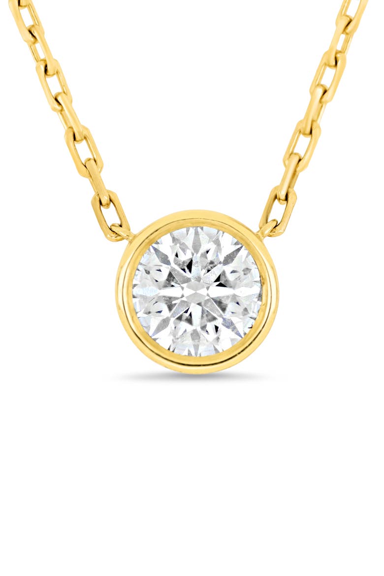18K Gold Diamond Bezel Solitaire Pendant Necklace, 0.75ct. (Online Trunk Show), Alternate, color, 18K YELLOW GOLD/ DIAMOND