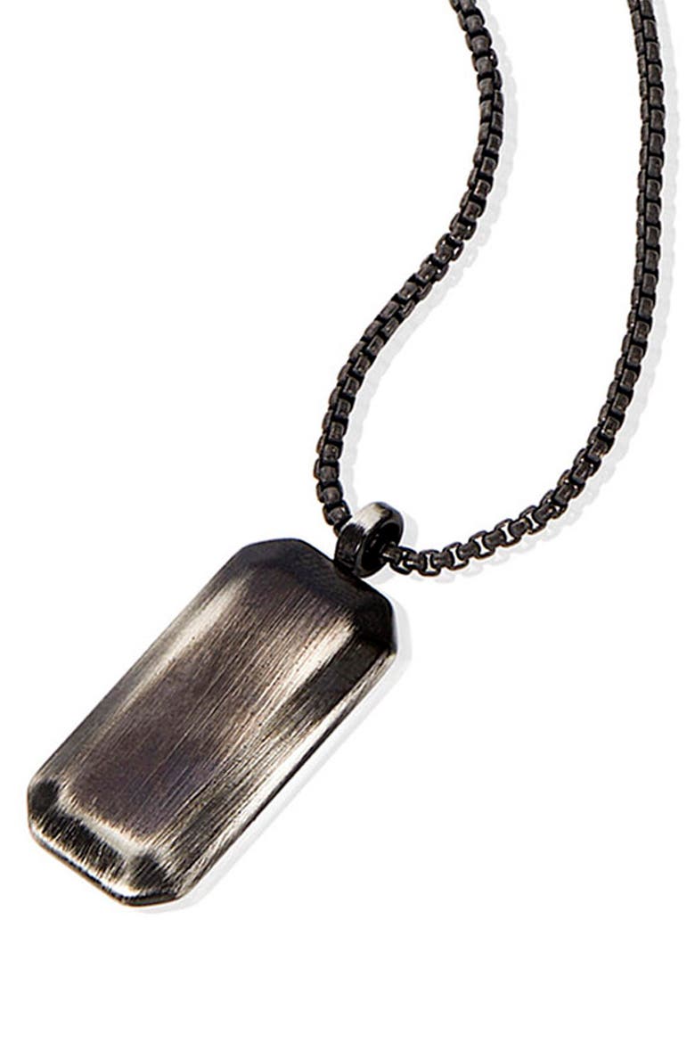 Mens' Brushed Stainless Steel Dog Tag Necklace, Alternate, color, GUNMETAL