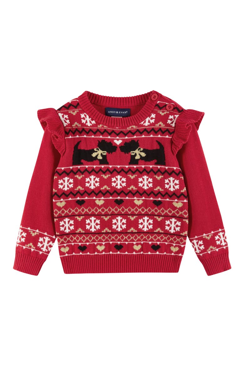 Red Dog Fair Isle Sweater & Leggings Set, Alternate, color, RED FAIR ISLE