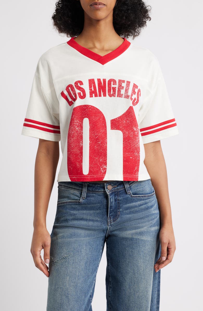 Vinyl Icons Los Angeles Graphic Football T-Shirt, Main, color, Marshmallow