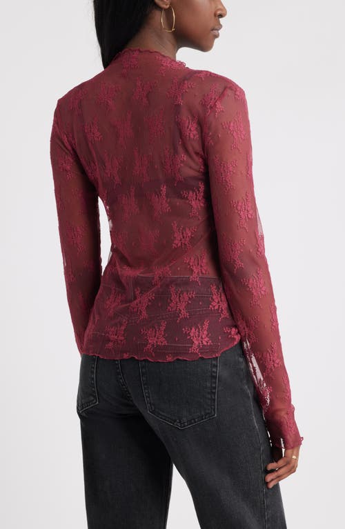 Treasure & Bond Sheer Lace Top In Brown