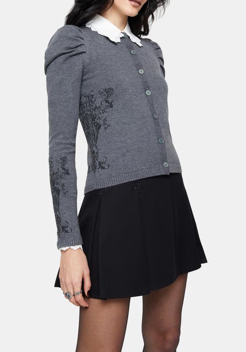 Nia Puff Sleeve Arch Knit Cardigan