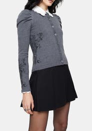 Disturbia Nia Puff Sleeve Arch Knit Cardigan