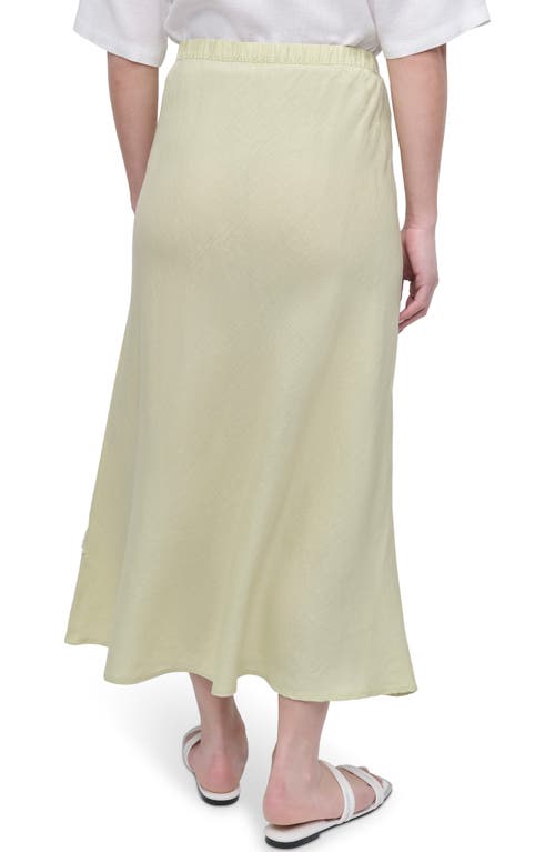 Shop Dkny Linen Midi Skirt In Tea Green