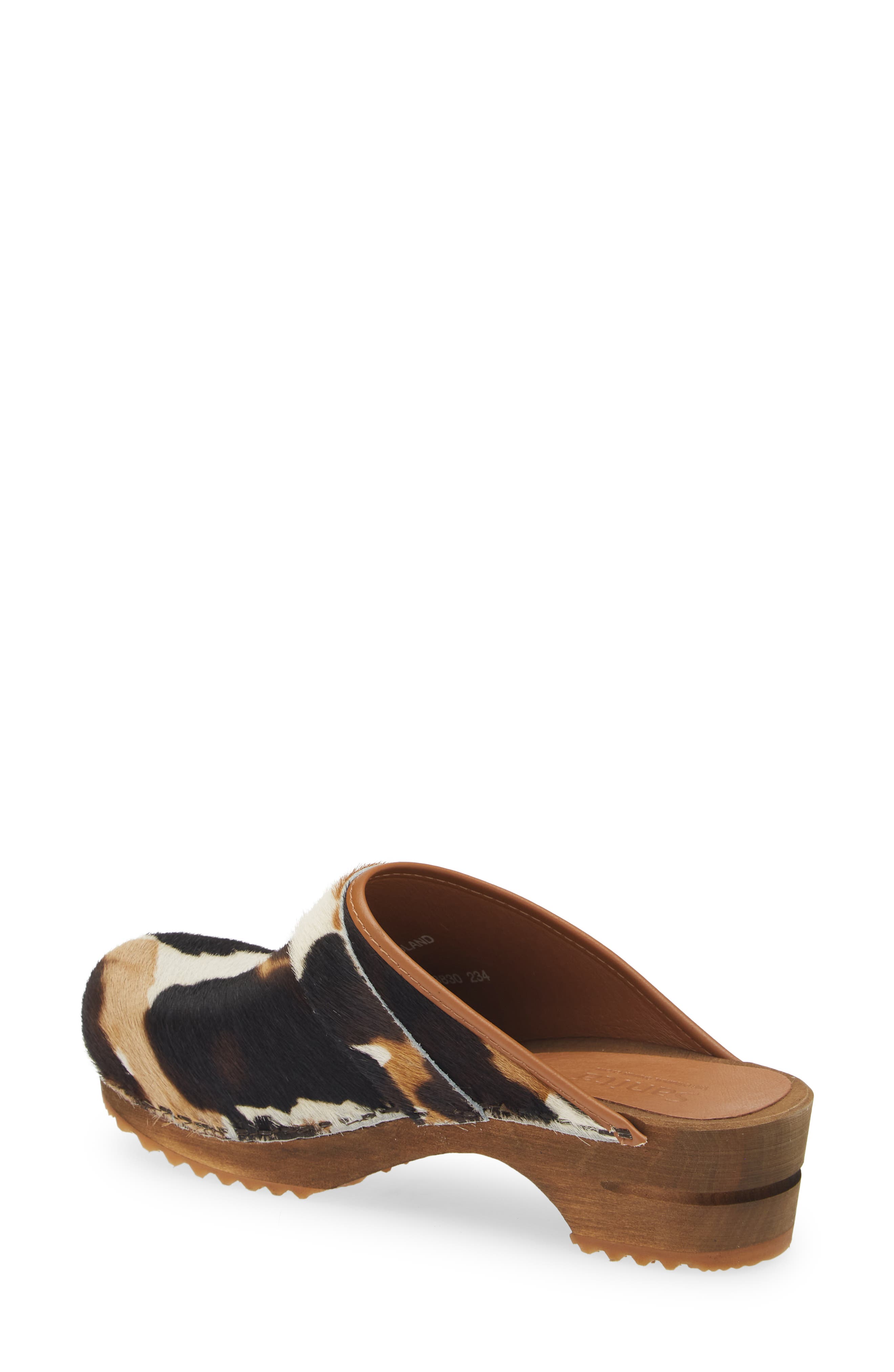 Sanita Caroline Genuine Calf Hair Clog, Alternate, color, Black/Cognac