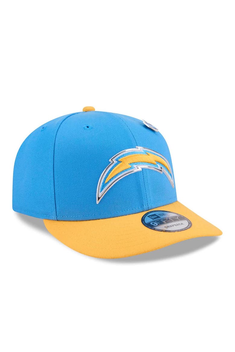 Men's New Era  Powder Blue/Gold Los Angeles Chargers 2026 NFL Draft On Stage Pre-Curved 9FIFTY Snapback Hat, Alternate, color, Powder Blue