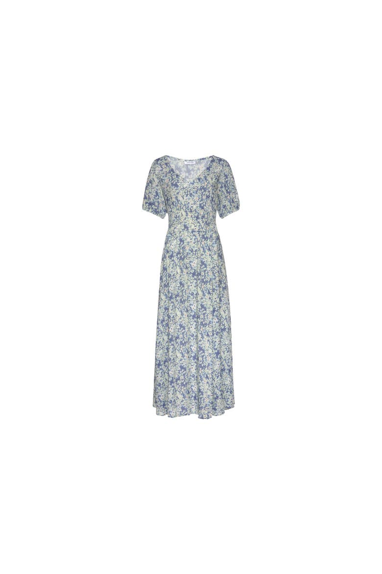 Floral Puff Sleeve Maxi Dress, Alternate, color, Navy Printed