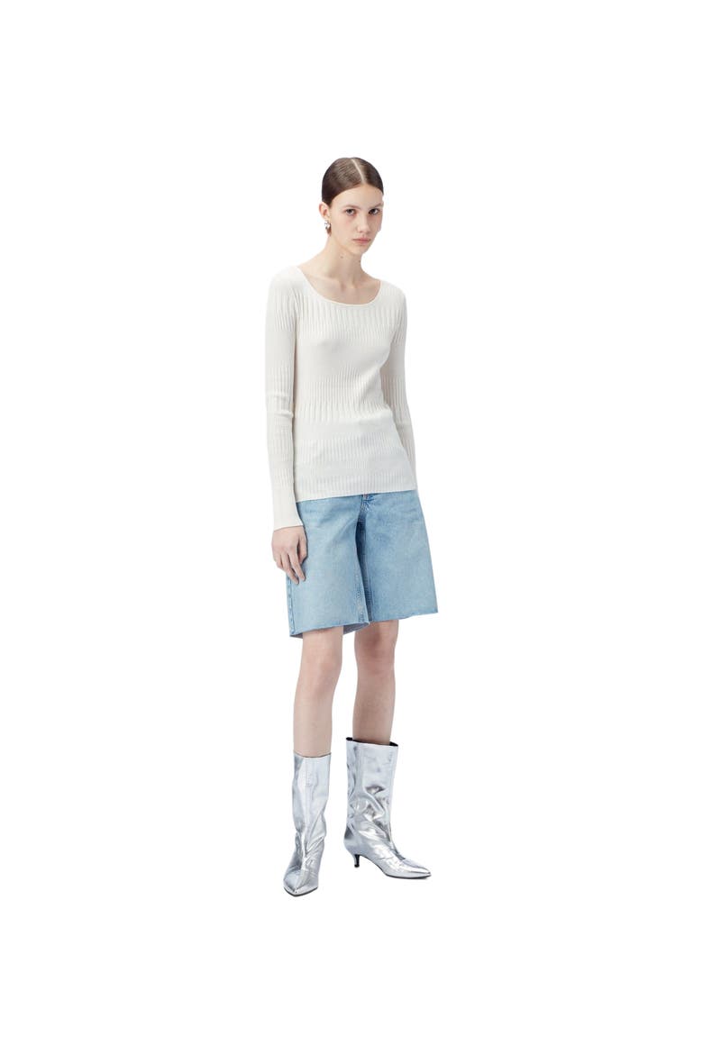 Ribbed Cotton Silk Cashmere Blend Sweater, Alternate, color, whisper white