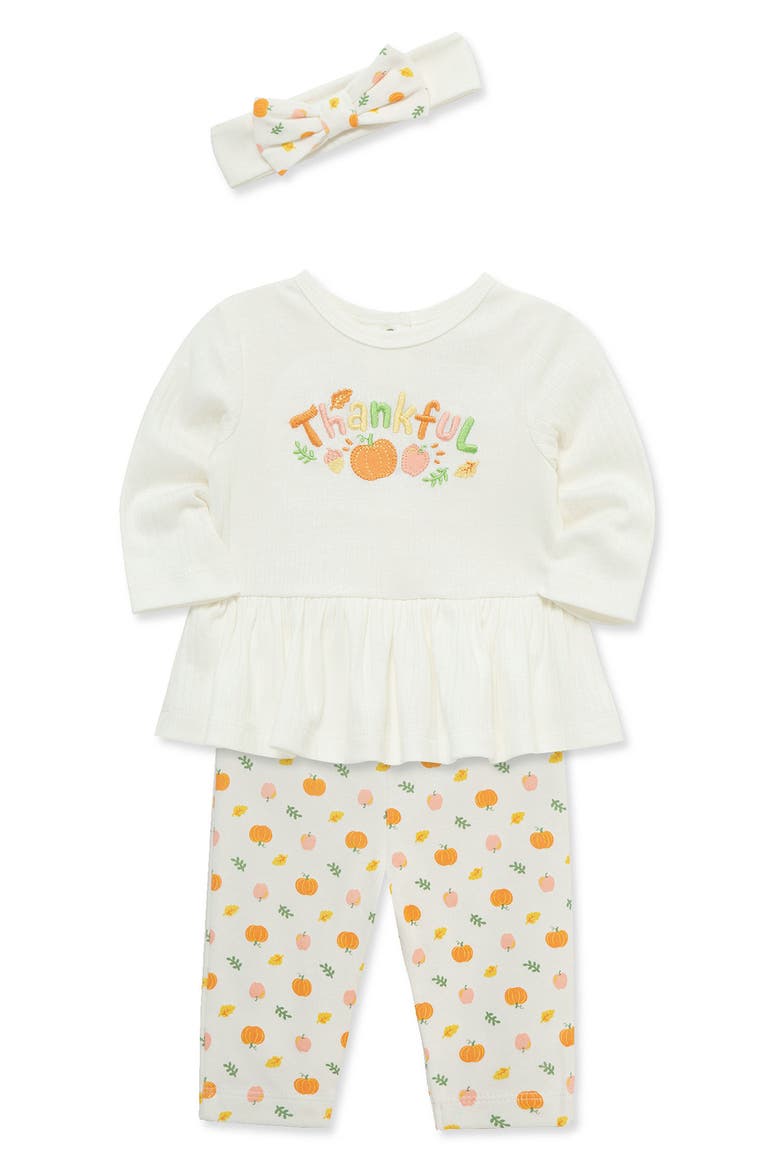 Kids' Thankful Bodysuit, Pants & Headband Set, Alternate, color, PINK MULTI