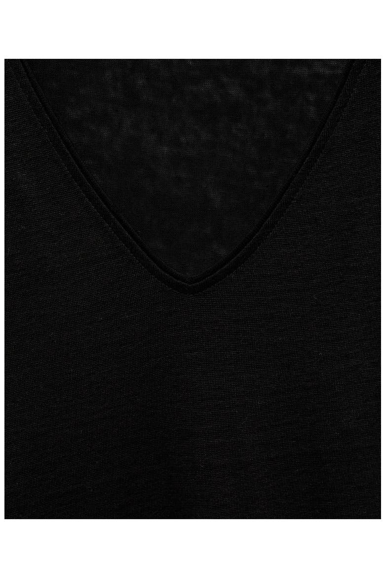 V-Neck Linen T-Shirt, Alternate, color, BLACK