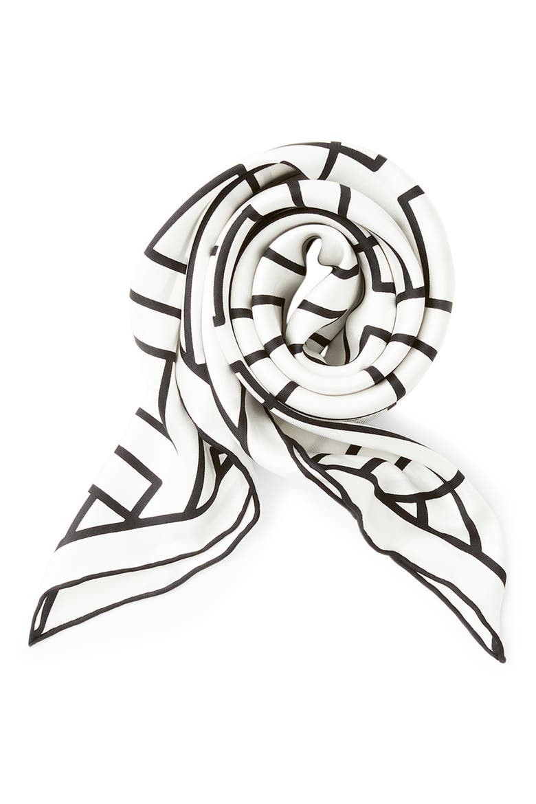 Icon Print Silk Scarf, Alternate, color, BLACK MULTI