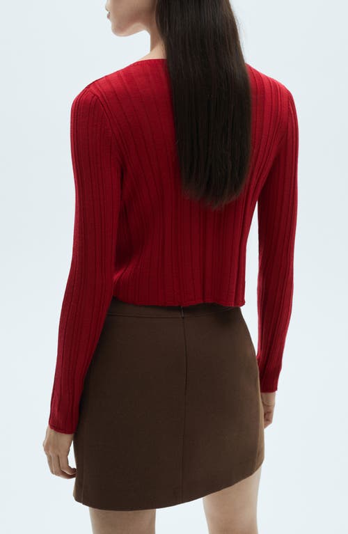 Mango Tie Front Cardigan In Red