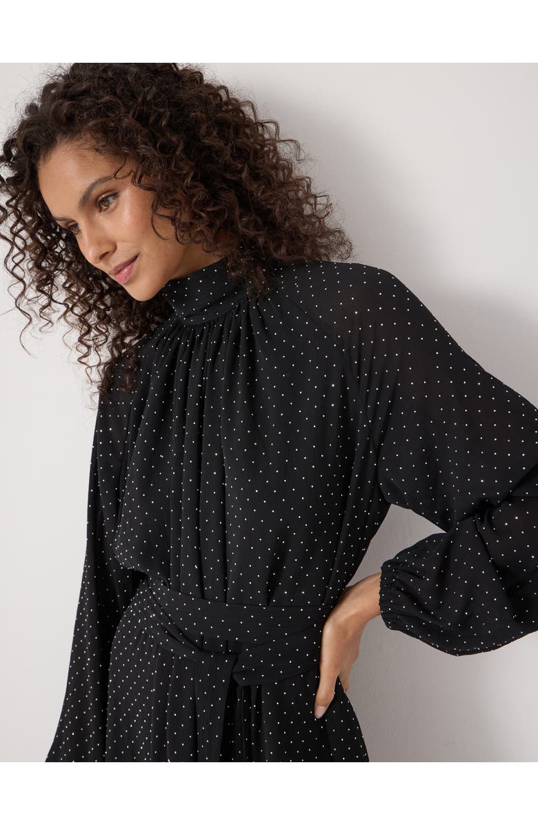 Hush Diamante Gathered Neck Mini Dress, Alternate, color, Black