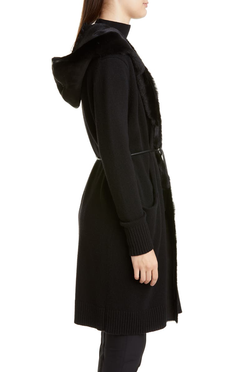 Lafayette 148 New York Wool & Cashmere Cardigan with Genuine Shearling Trim, Alternate, color,