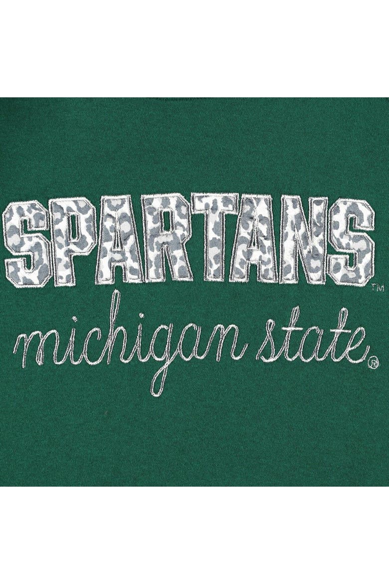 Women's Pressbox Green Michigan State Spartans Steamboat Animal Print Raglan Pullover Sweatshirt, Alternate, color, Green