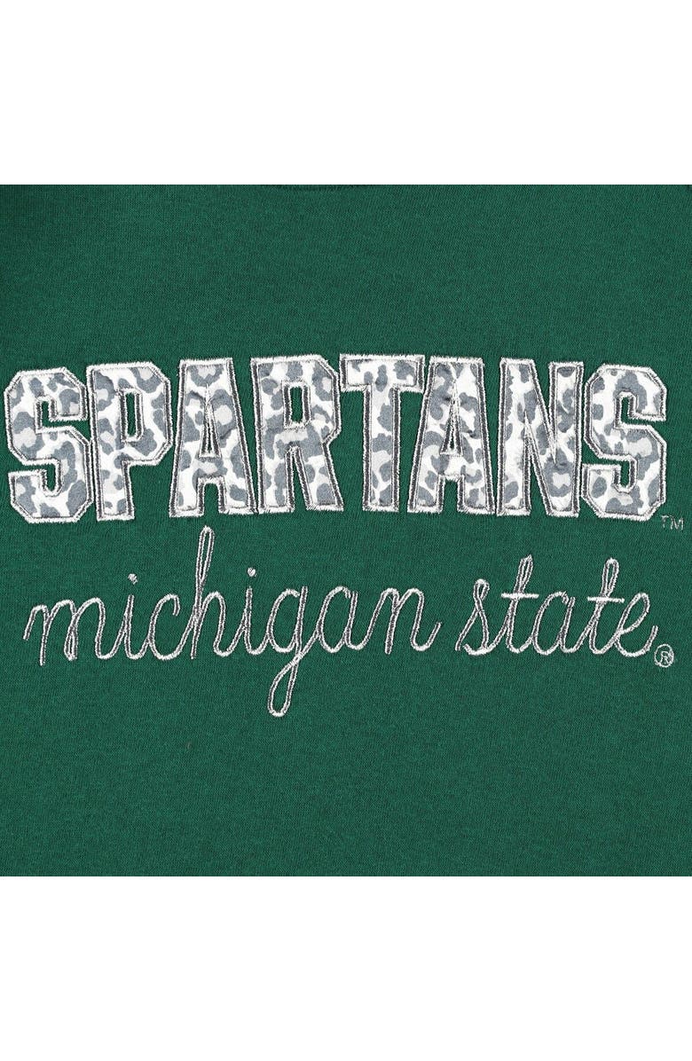 PRESSBOX Women's Pressbox Green Michigan State Spartans Steamboat Animal Print Raglan Pullover Sweatshirt, Alternate, color, Green