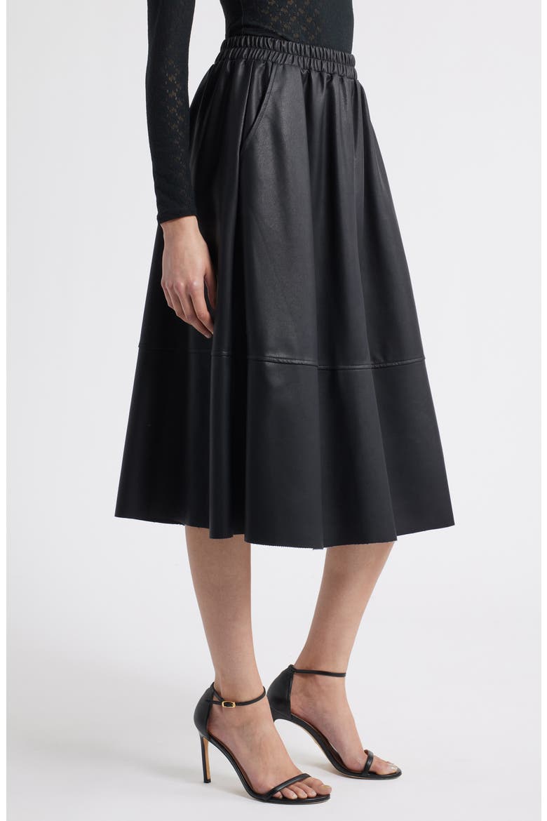 Agnes Faux Leather A-Line Skirt, Alternate, color, BLACK