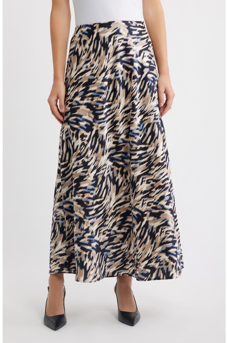 Zebra Print Bias Cut Skirt, Main, color, DUTCH BLUE MULTI
