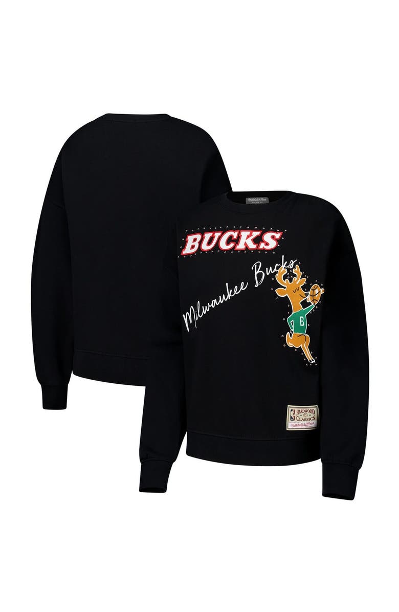 Mitchell & Ness Women's Mitchell & Ness Black Milwaukee Bucks Hardwood Classics Home Team Pullover Sweatshirt, Alternate, color, Black