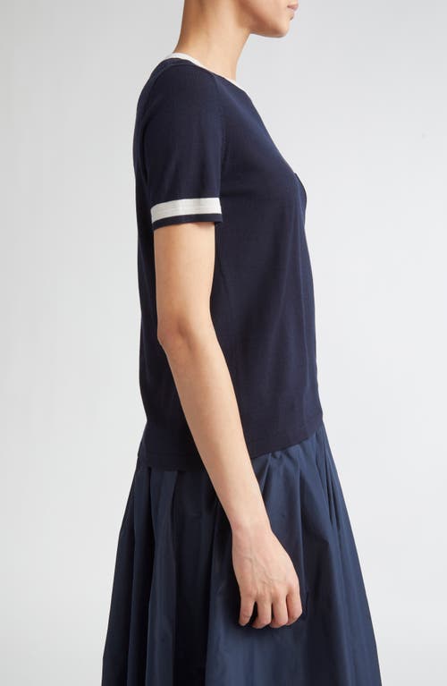 Max Mara Egidio Pocket Tipped Virgin Wool Sweater In Blue