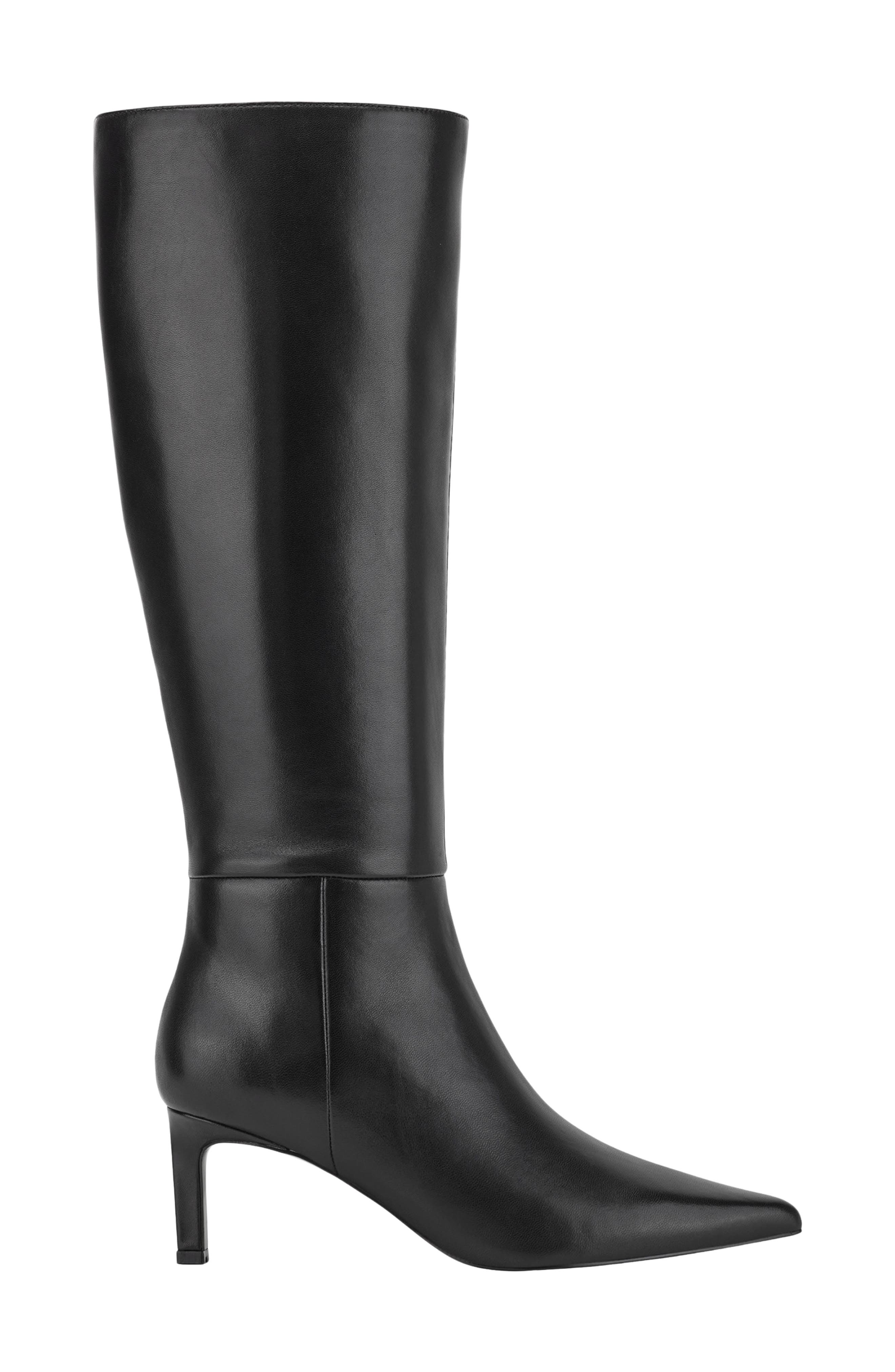 Marc Fisher LTD Eva Pointed Toe Knee High Boot, Alternate, color, Black Smooth