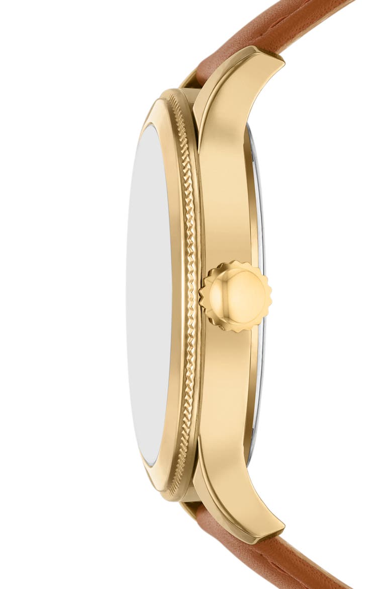 Brynn Multifunction Leather Strap Watch, 38mm, Alternate, color, GOLD
