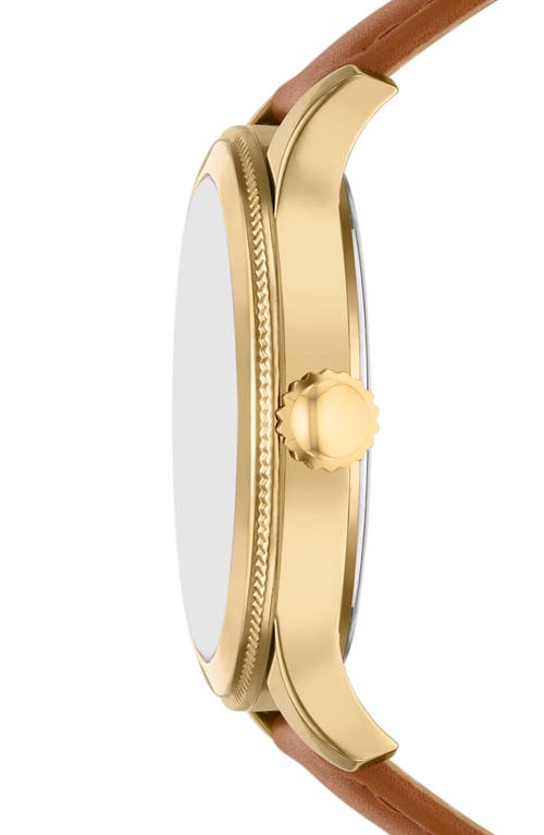 Fossil Brynn Multifunction Leather Strap Watch, 38mm In Gold