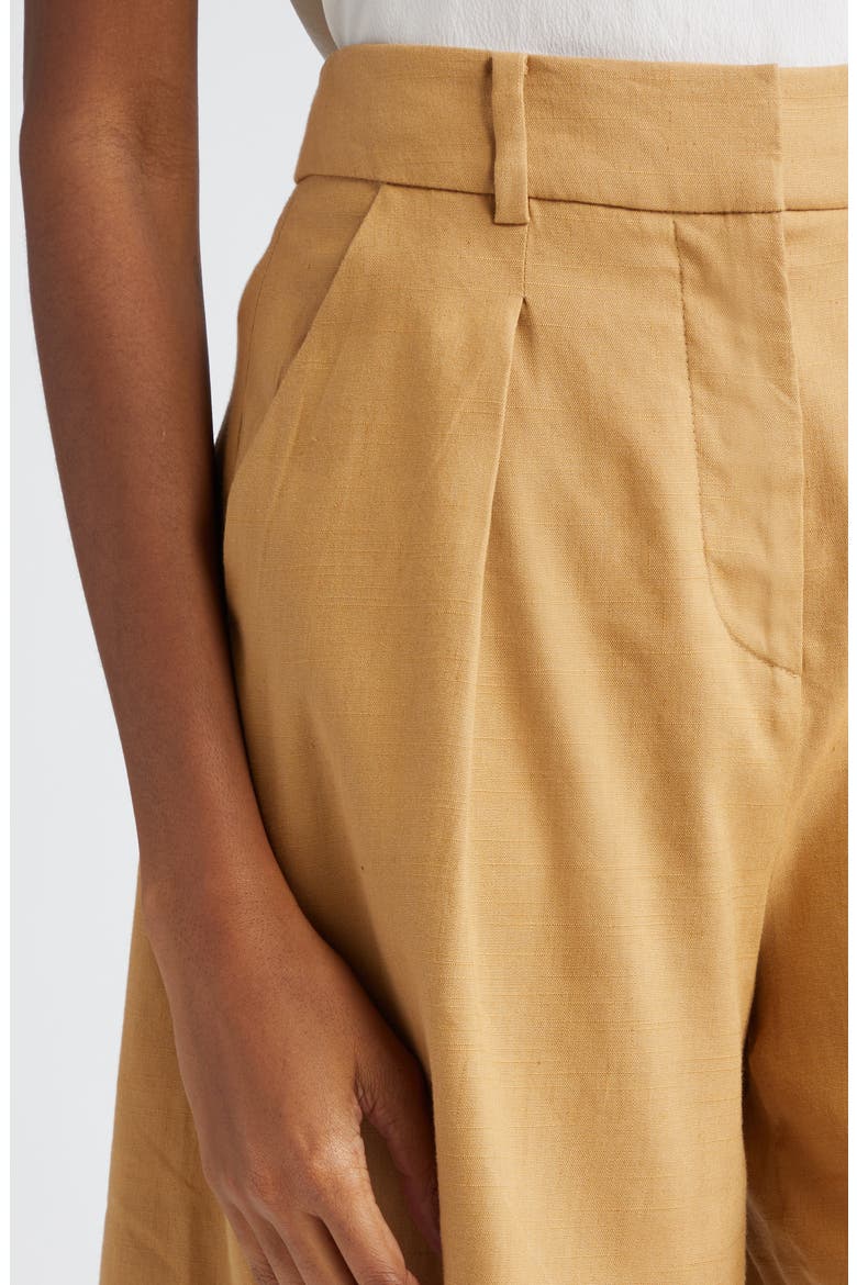 Noemi High Waist Linen Blend Shorts, Alternate, color, DESERT KHAKI