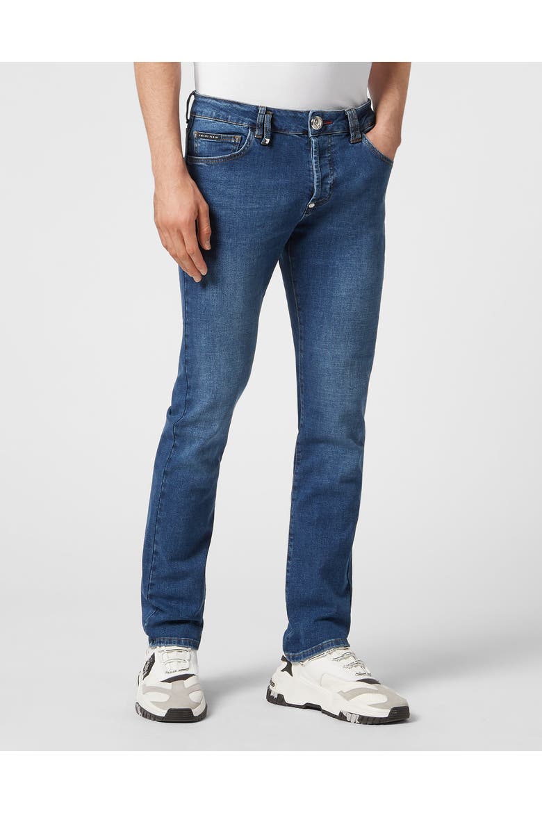 Jeans Straight Fit Iconic Plein Men, Main, color, Royalty