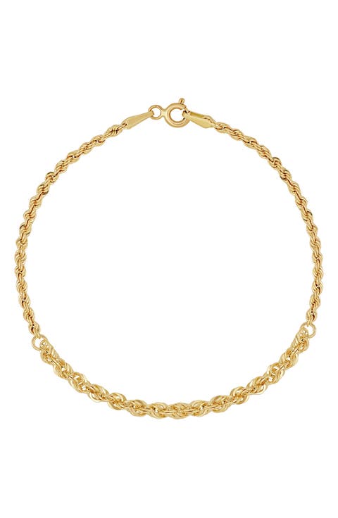 14K Gold Rope Chain Bracelet
