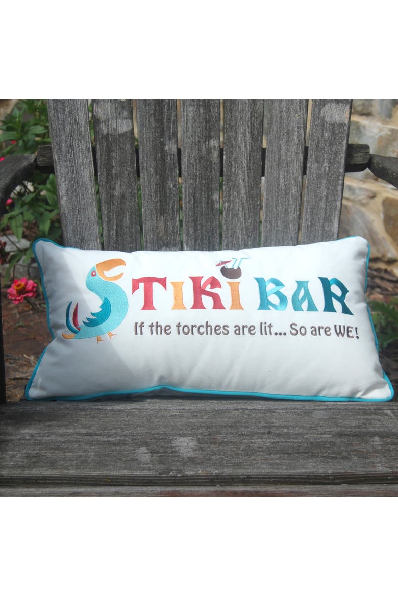 Tiki Bar Lumbar Indoor/Outdoor Throw Pillow, Alternate, color, Blue