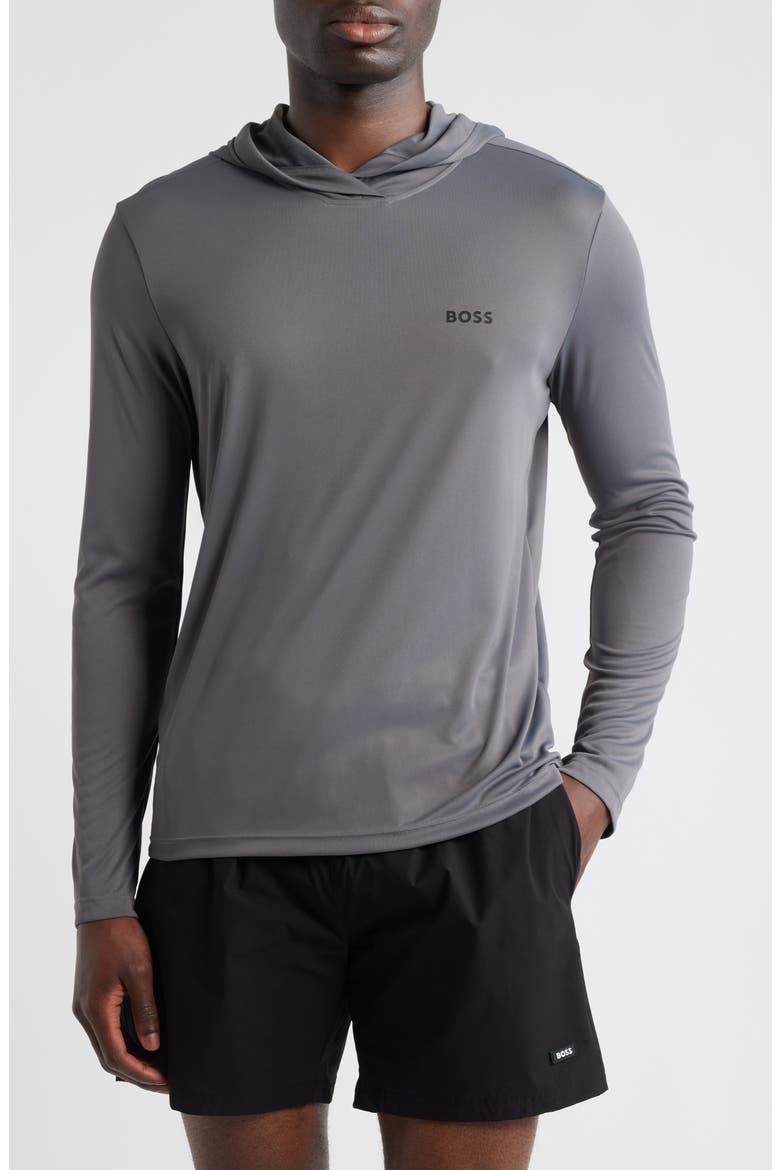 Hooded Long Sleeve Rashguard, Main, color, GREY