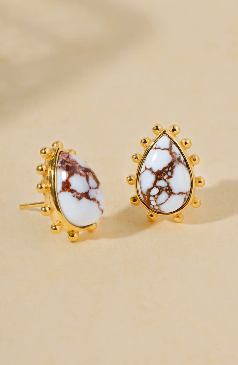 YS GEMS Mohave Turquoise Drop Earrings, Alternate, color, White