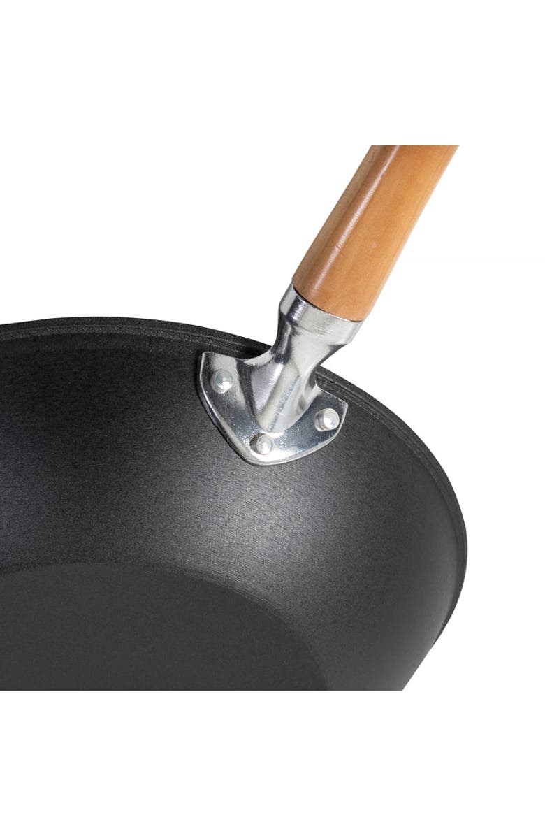 JOYCE CHEN Preseasoned Cast Iron Stir Fry Pan with Maple Handle, 11.5-Inch, Alternate, color, Black