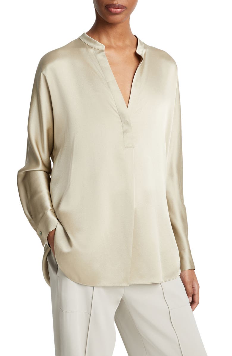 Vince Band Collar Popover Shirt, Alternate, color,