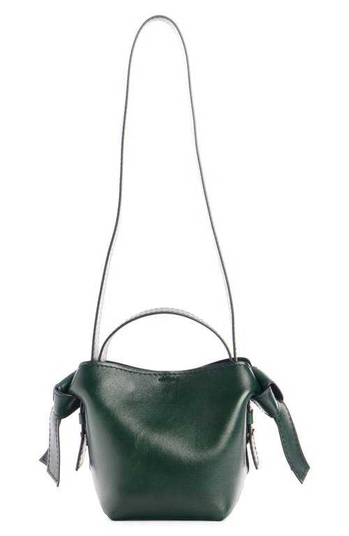 Acne Studios Mini Musubi Leather Bucket Crossbody Bag In Olive Green