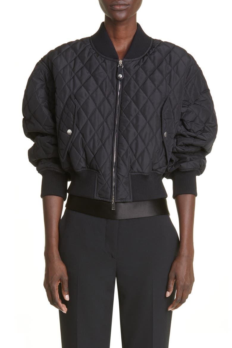 Quilted Recycled Polyester Bomber Jacket, Main, color, 1000 BLACK