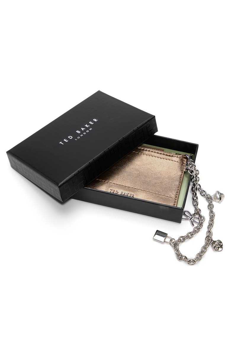 Ted Baker London Sutton Charm Leather Card Case, Alternate, color, Bronze